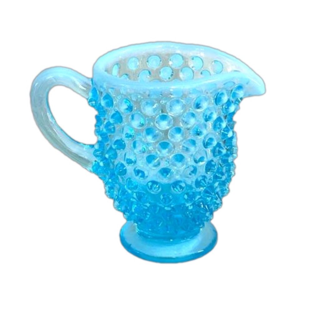 Fenton Hobnail Blue Opalescent Milk Glass CREAMER Vintage